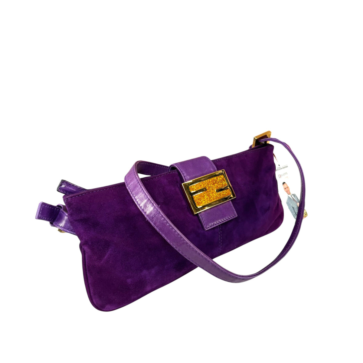 Fendi Y2K Baguette Slim Mama Purple Suede Shoulder Purse