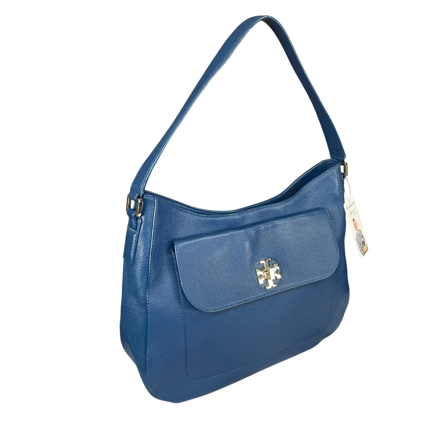 Tory Burch Mercer Blue Wave Leather GHW Hobo Shoulder Bag