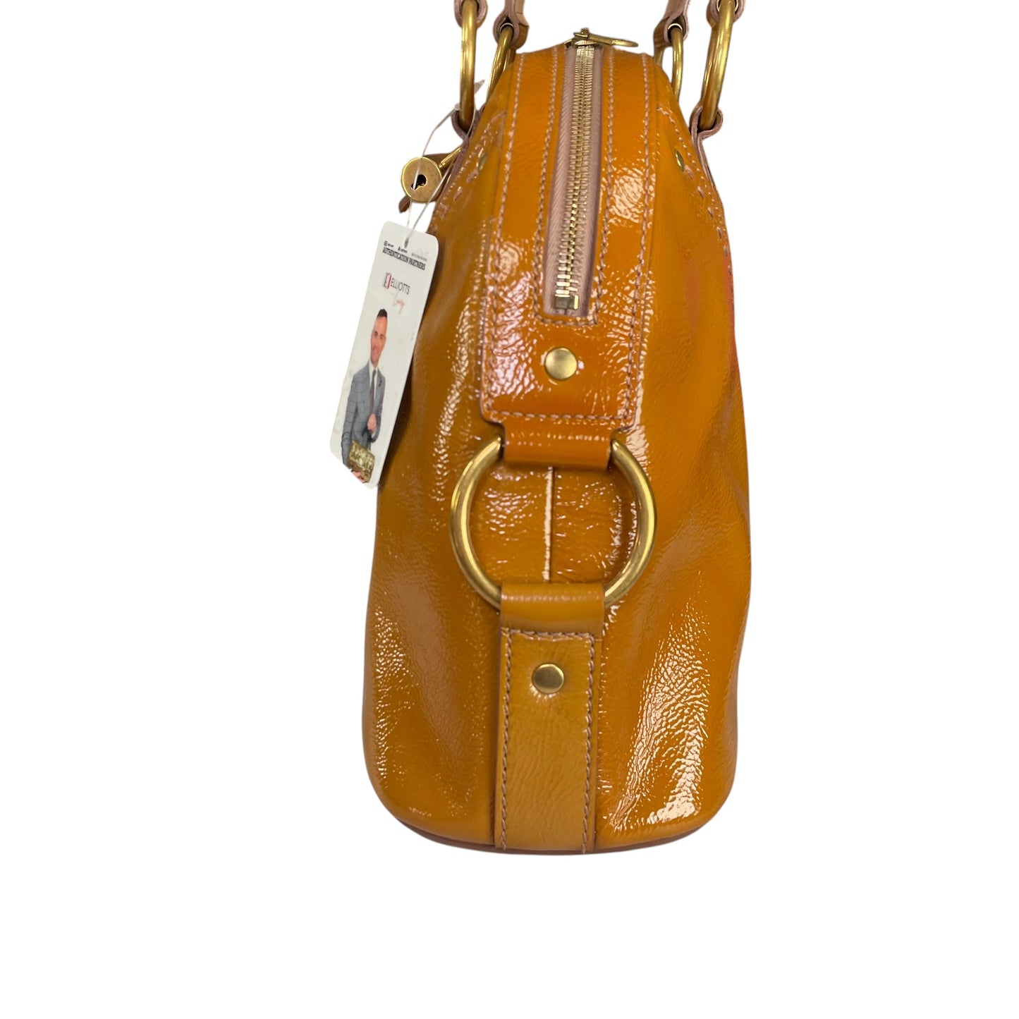 YSL Saint Laurent Mustard Hombre Patent Leather Muse GHW Tote