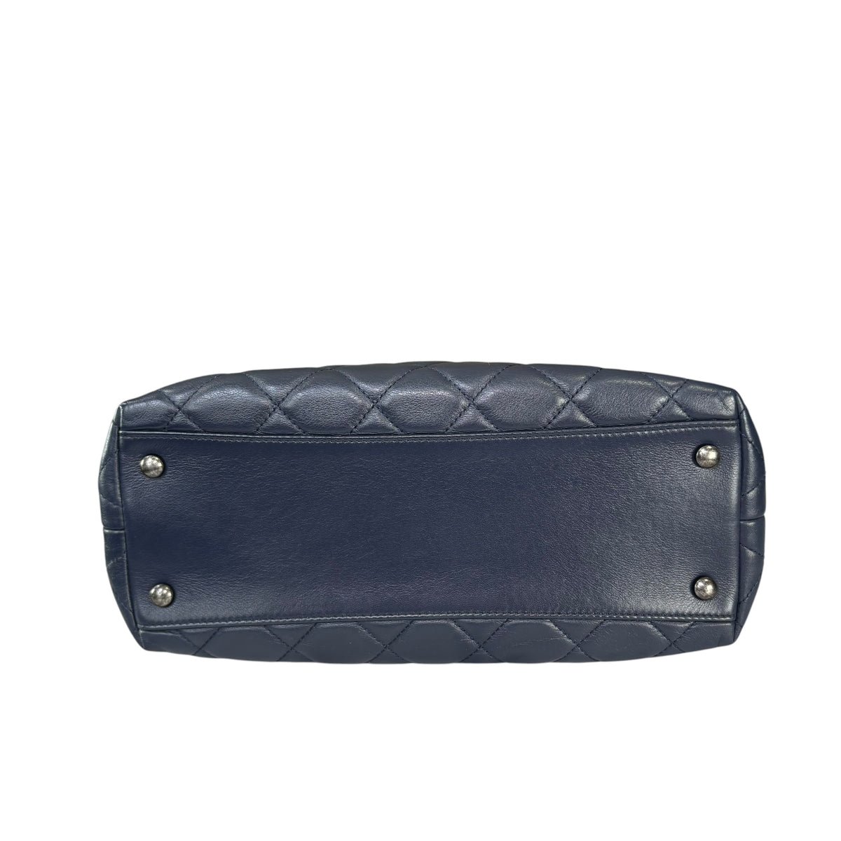 Chanel CC Portobello Navy / White Lambskin Top Handle 2 Way Purse