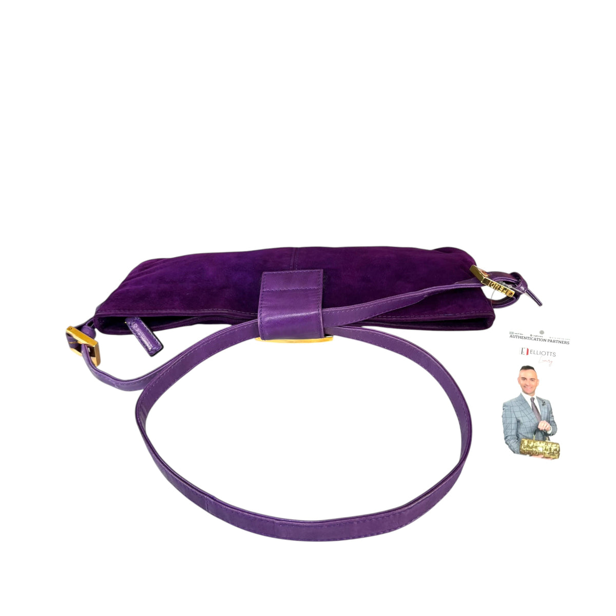 Fendi Y2K Baguette Slim Mama Purple Suede Shoulder Purse