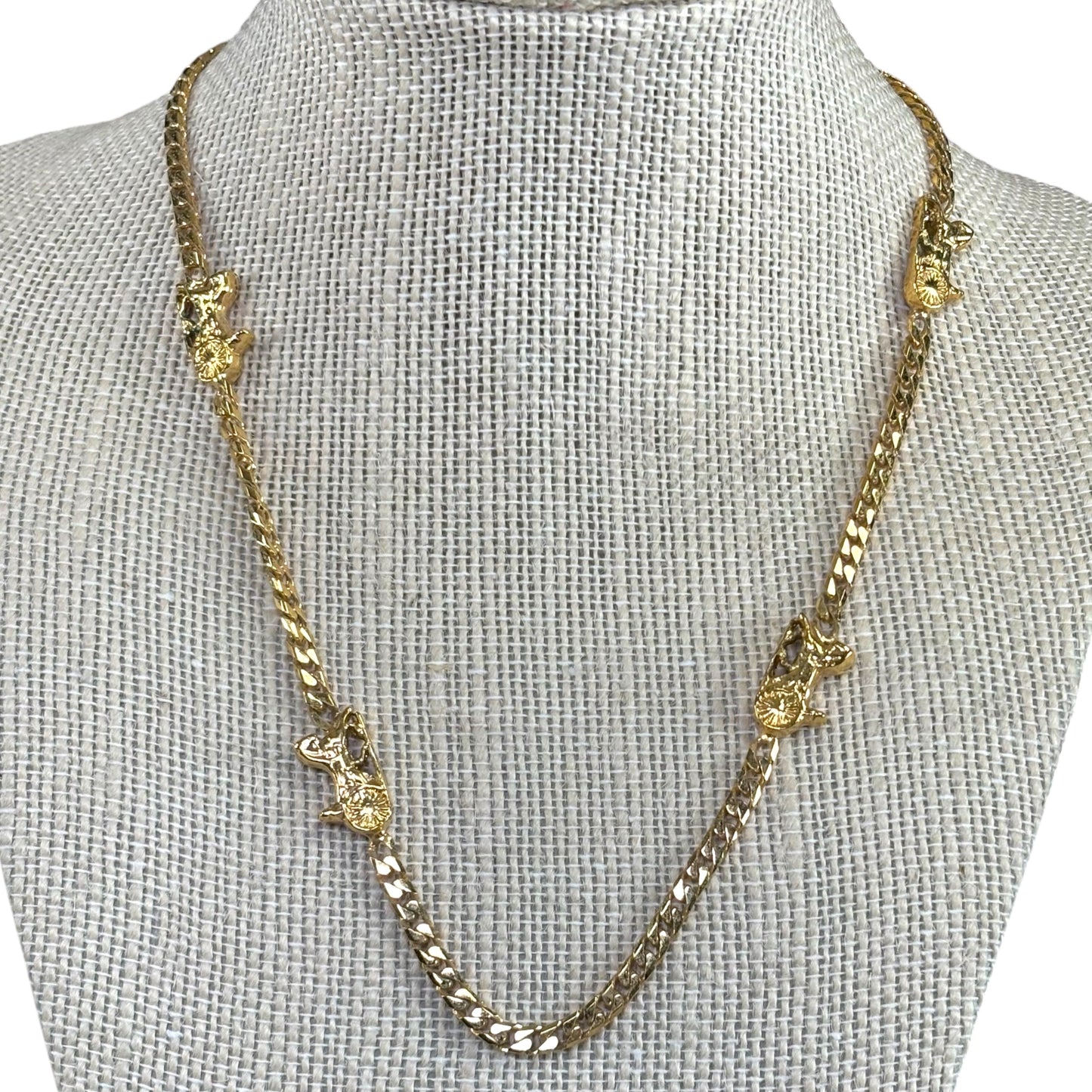 Celine 24K Plated Horse Carriage Necklace 16”