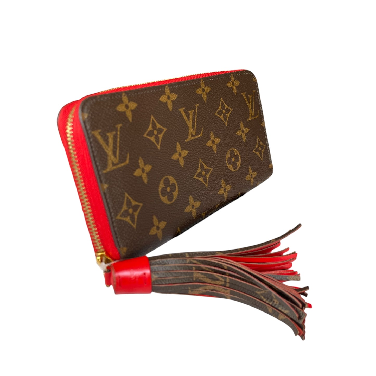 Louis Vuitton Pompon Zippy Tassel Wallet Monogram Canvas Red