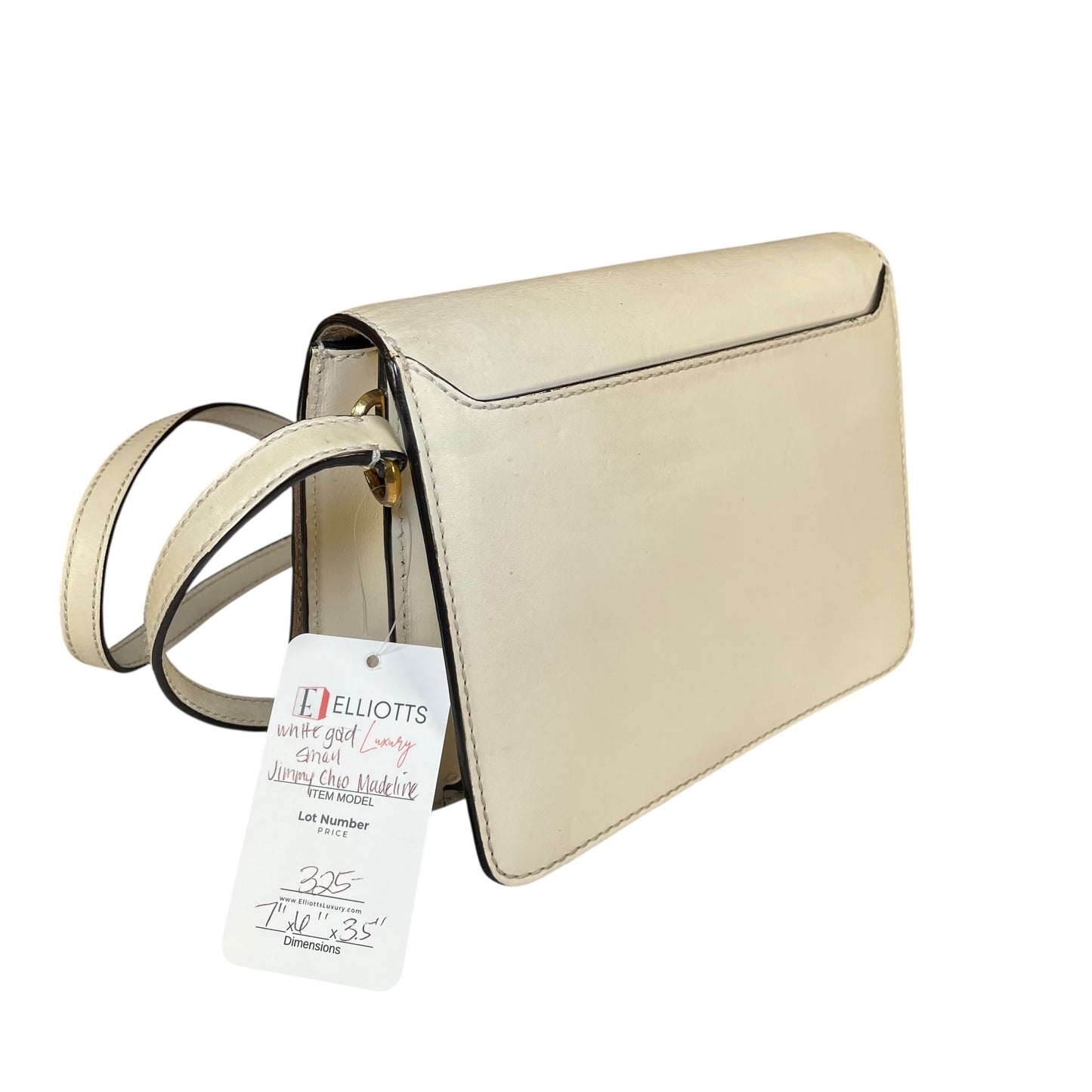 Jimmy Choo Madeline Crossbody Bag Ivory Leather GHW Buckle Flap 2-Way
