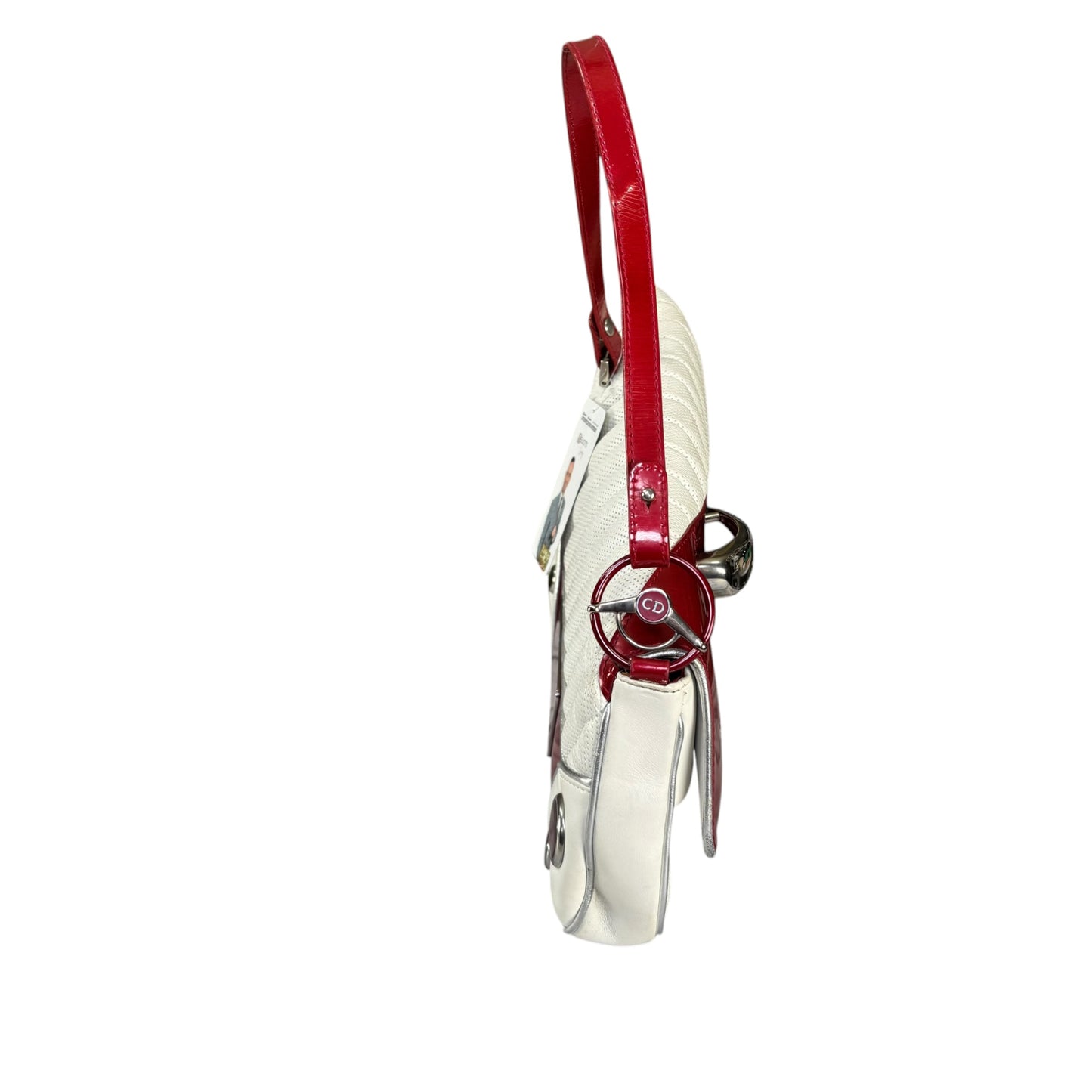 Christian Dior Cadillac Y2K Red Patent White Leather 2-Way Purse
