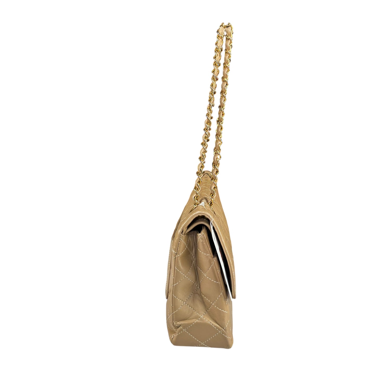 Chanel Paris Limited Beige Double Flap Quilted Lambskin Shoulder Purse