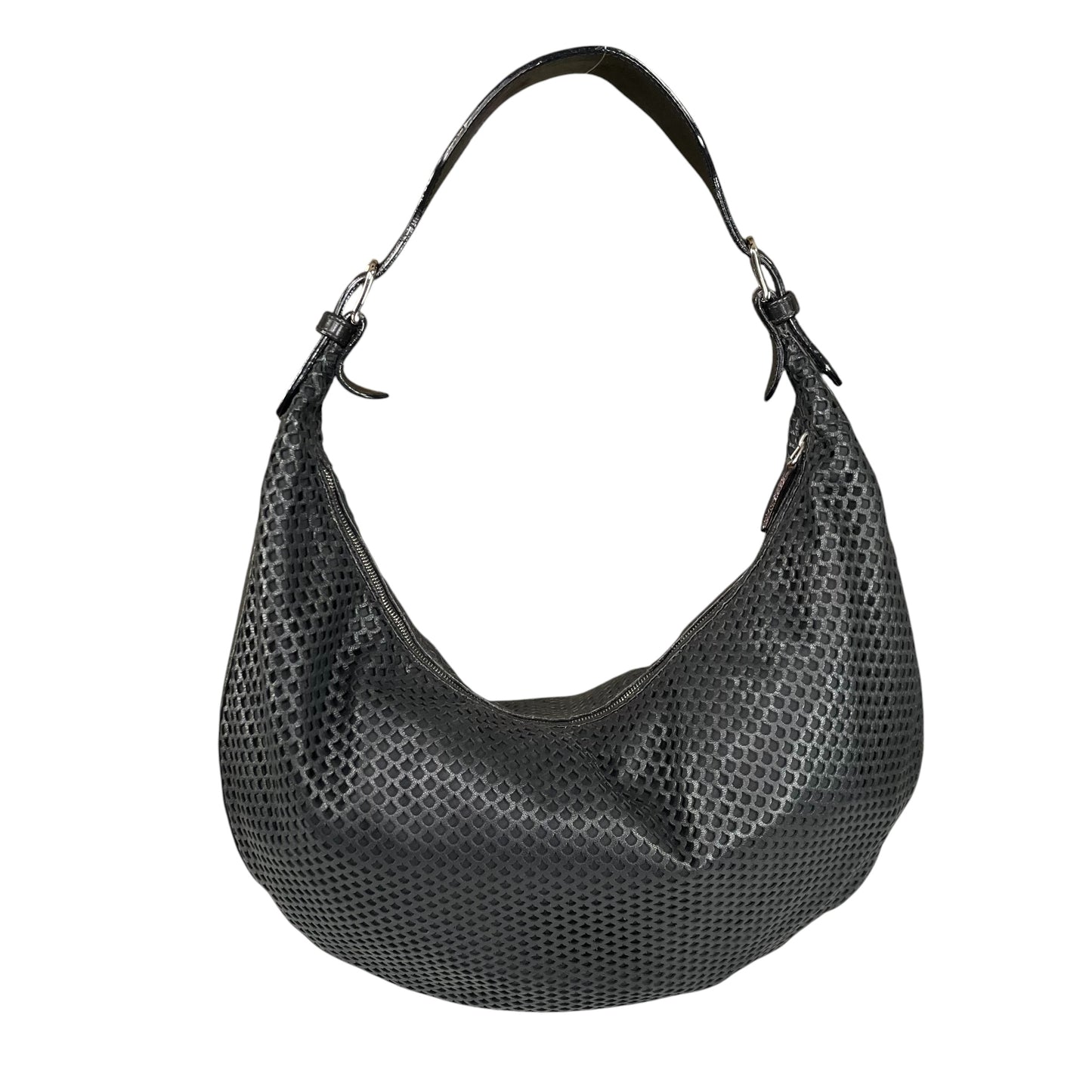 Christian Dior Y2K Perforated Leather Black CD Logo Shoulder Hobo bag Purse