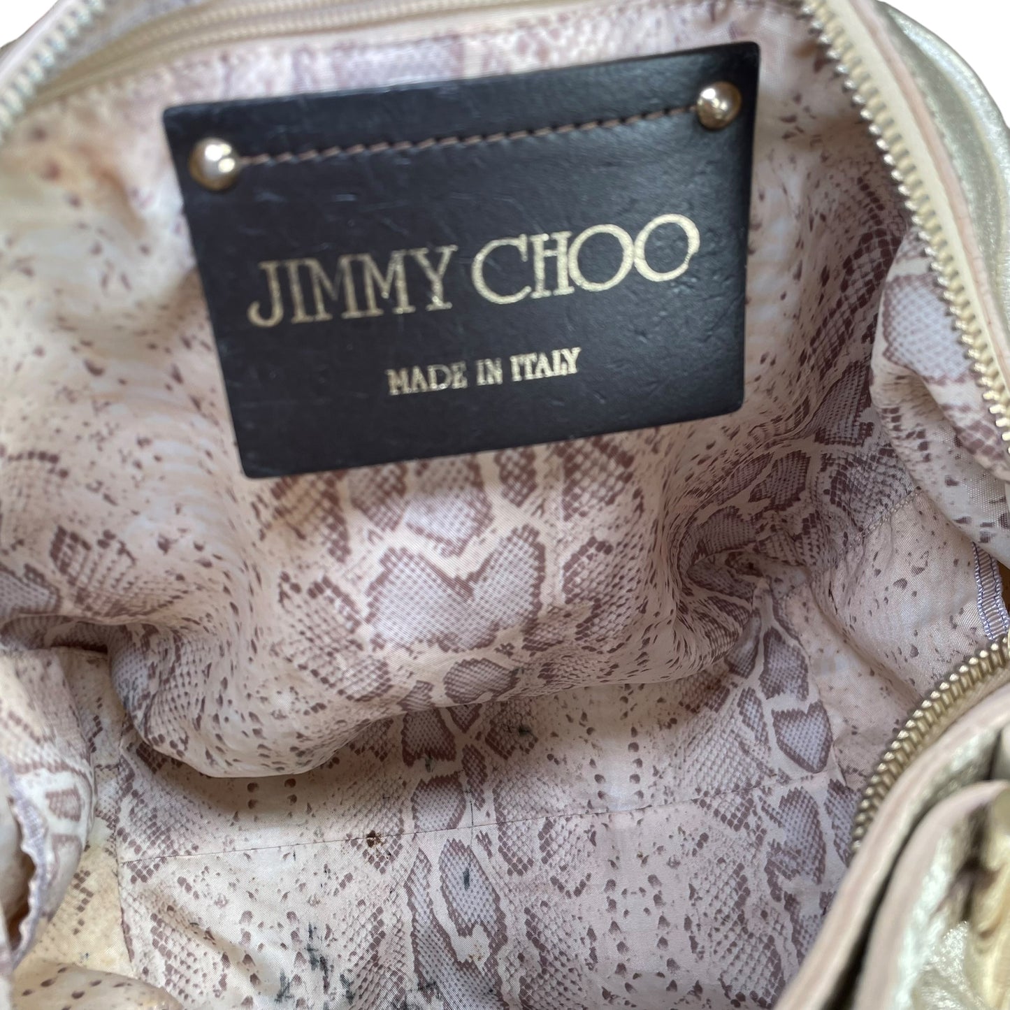 Jimmy Choo Y2K Metallic GHW Aged Golden Foil Leather XL Hobo