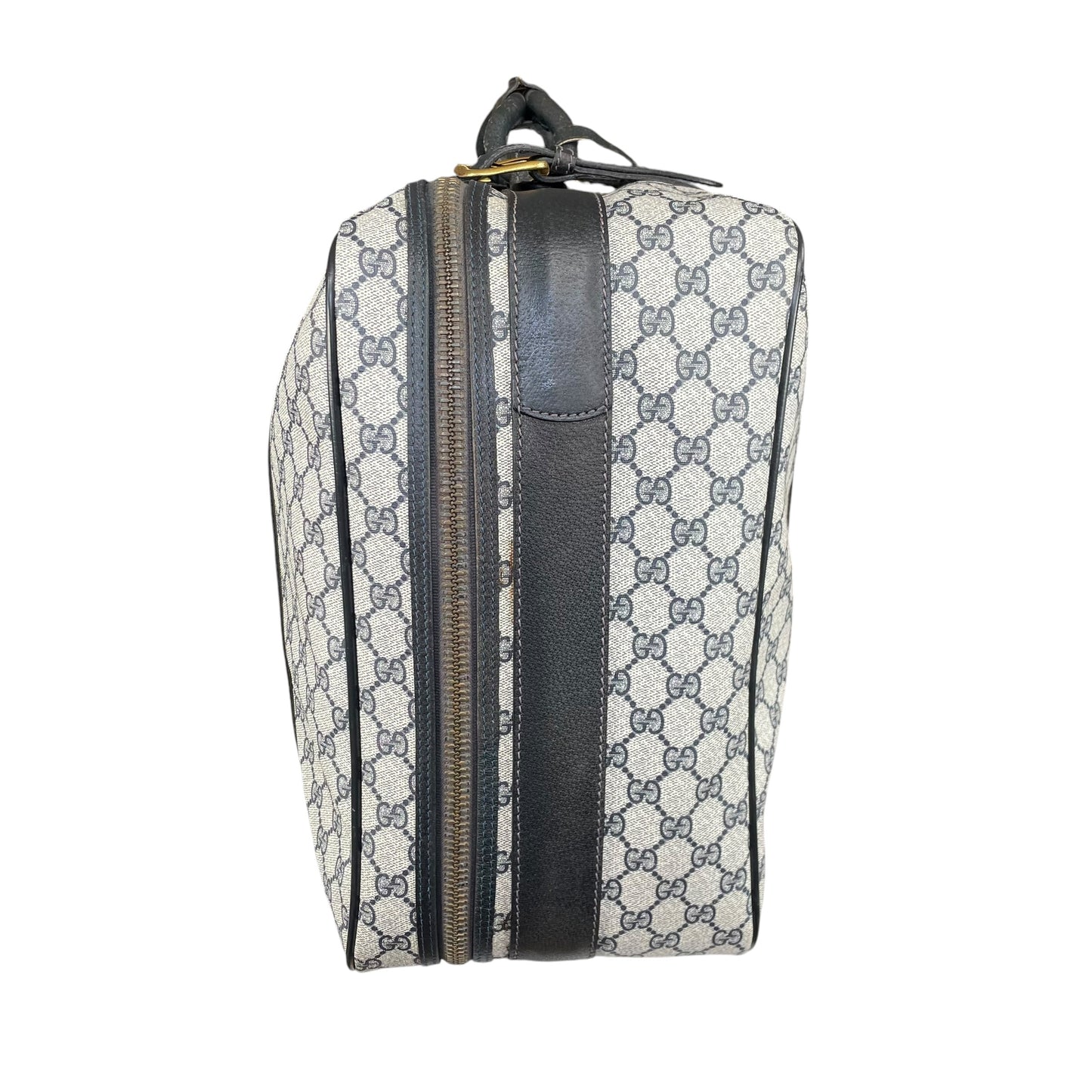 Gucci GG Supreme Navy Canvas Leather Medium Luggage Travel Case