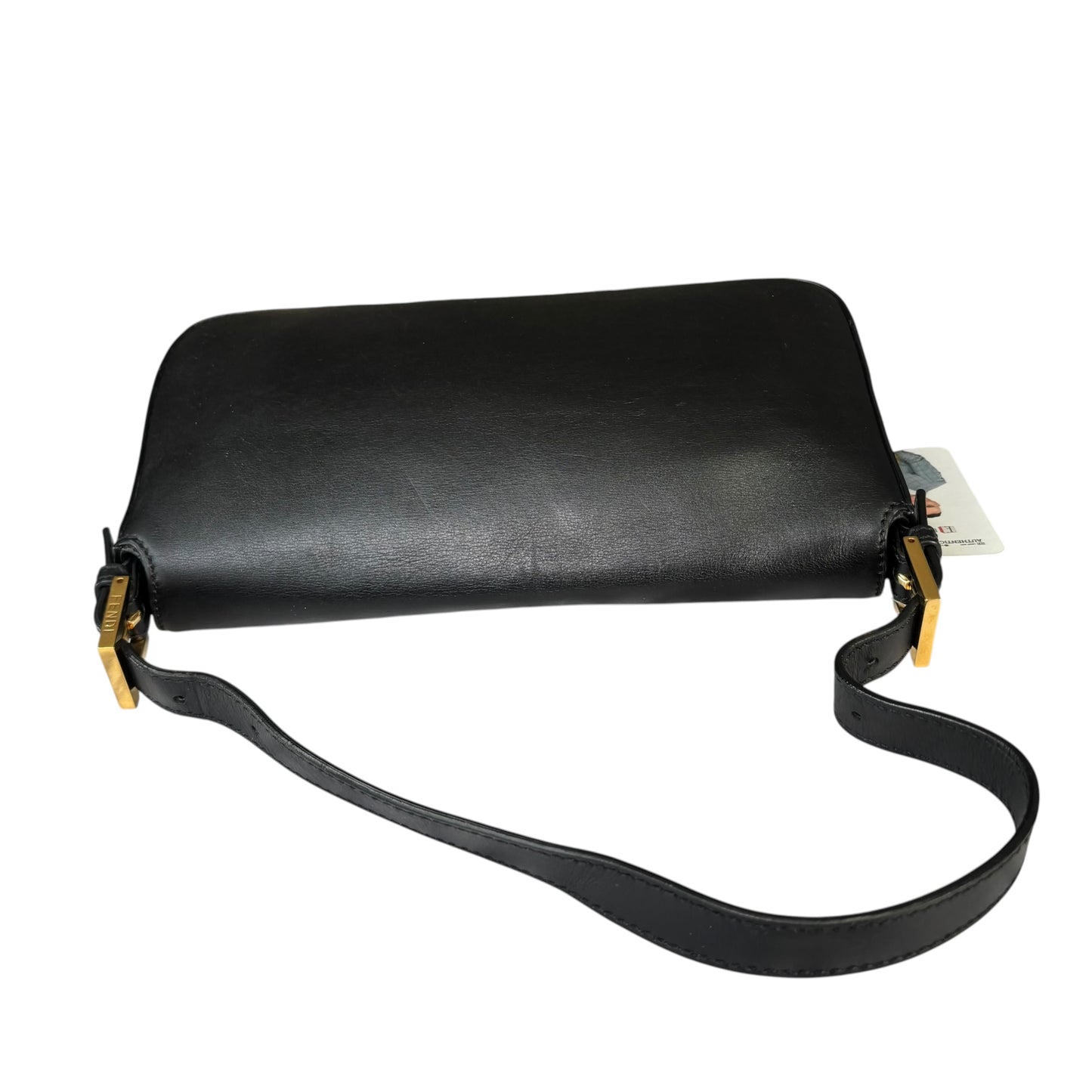 Fendi Baguette Re-Issue Black Leather GHW Red/ Tan Shoulder Purse