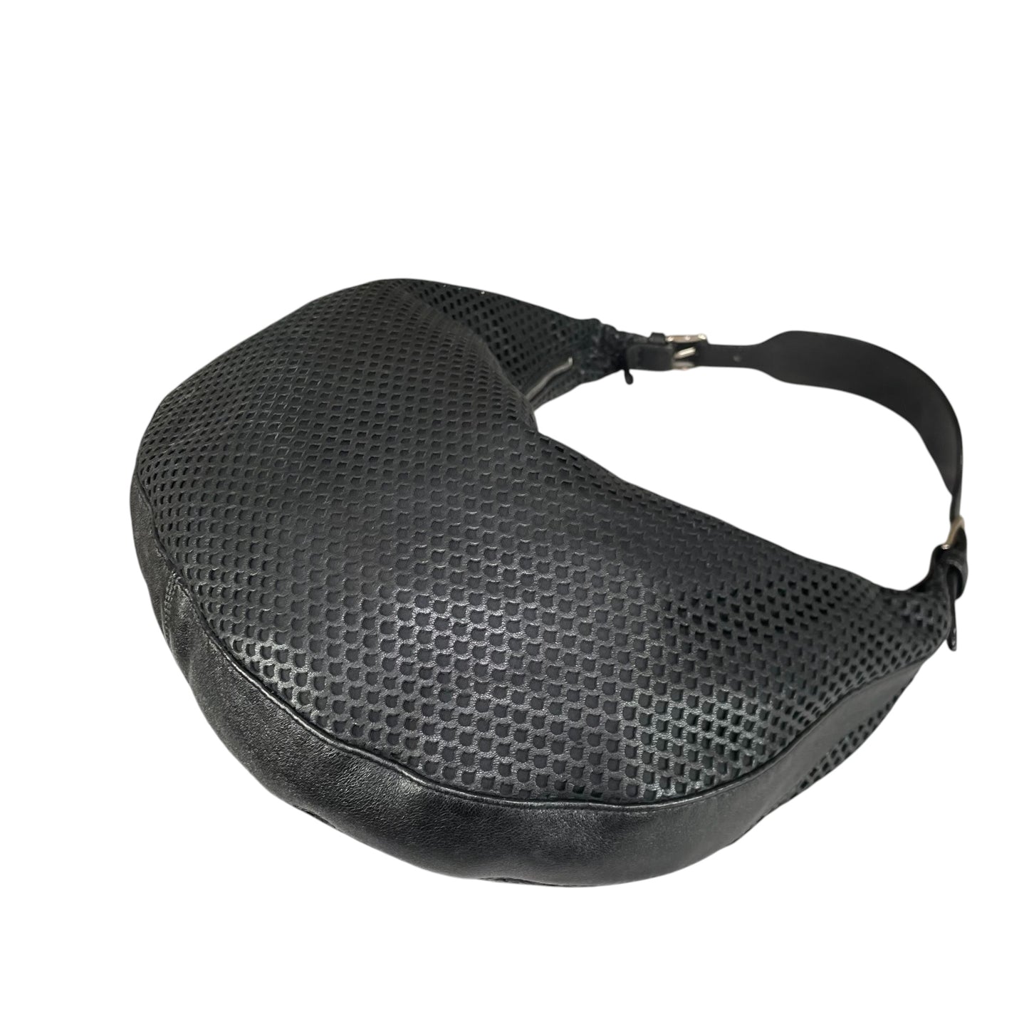 Christian Dior Y2K Perforated Leather Black CD Logo Shoulder Hobo bag Purse