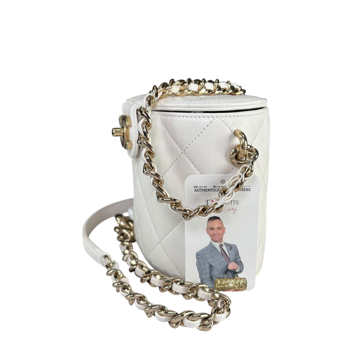 Chanel 2020 “Elegant Chain” GHW White Leather Vanity Case