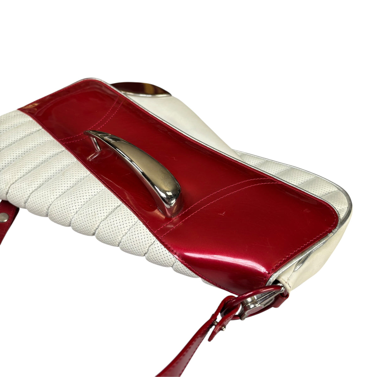 Christian Dior Cadillac Y2K Red Patent White Leather 2-Way Purse