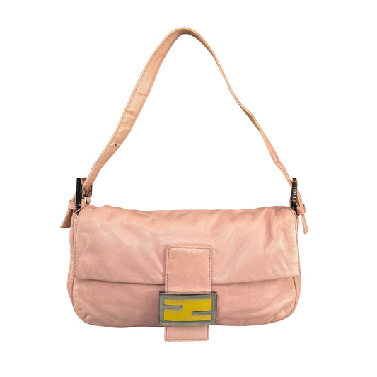 Fendi Y2K Baguette Classic Pink Lambskin SHW Yellow Shoulder Purse
