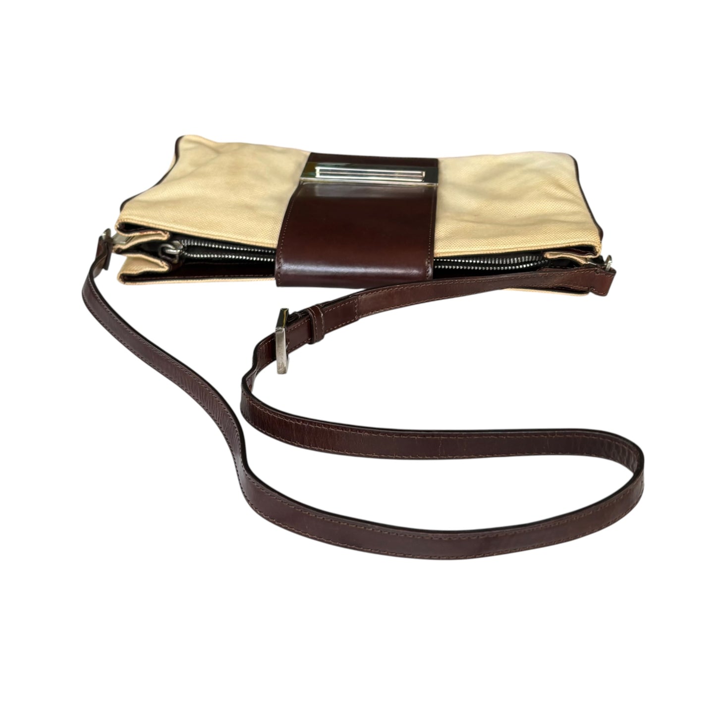 Fendi Y2K XL Baguette Eru Canvas Two-Tone Slim Leather Purse