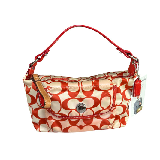 Coach Mini Hampton Red Nylon Cosmetic Make-Up Shoulder Purse