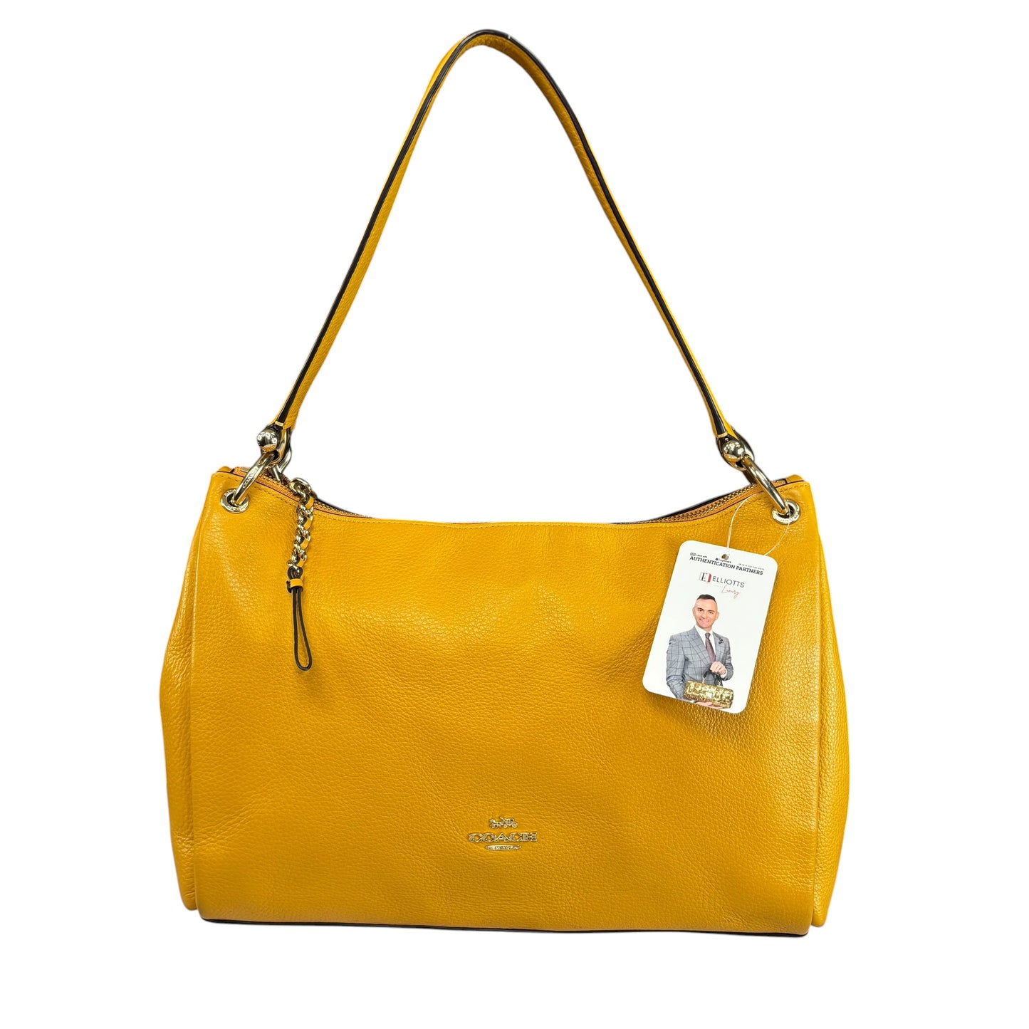 Coach Mia Mustard GHW Leather 2-Way Crossbody Purse