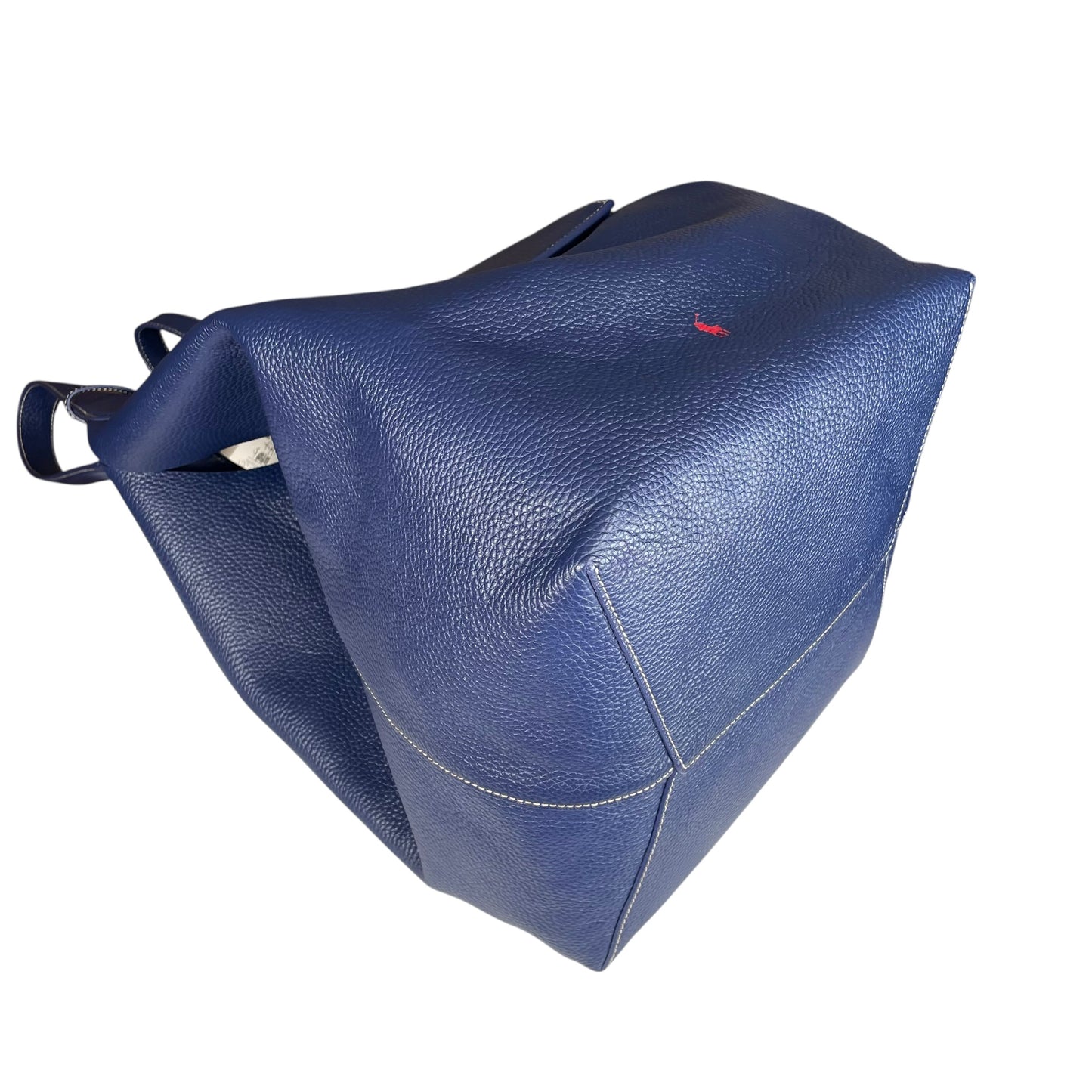 Ralph Lauren Polo Play Blue / Red Pebbled Leather Large Hobo Shopper Tote