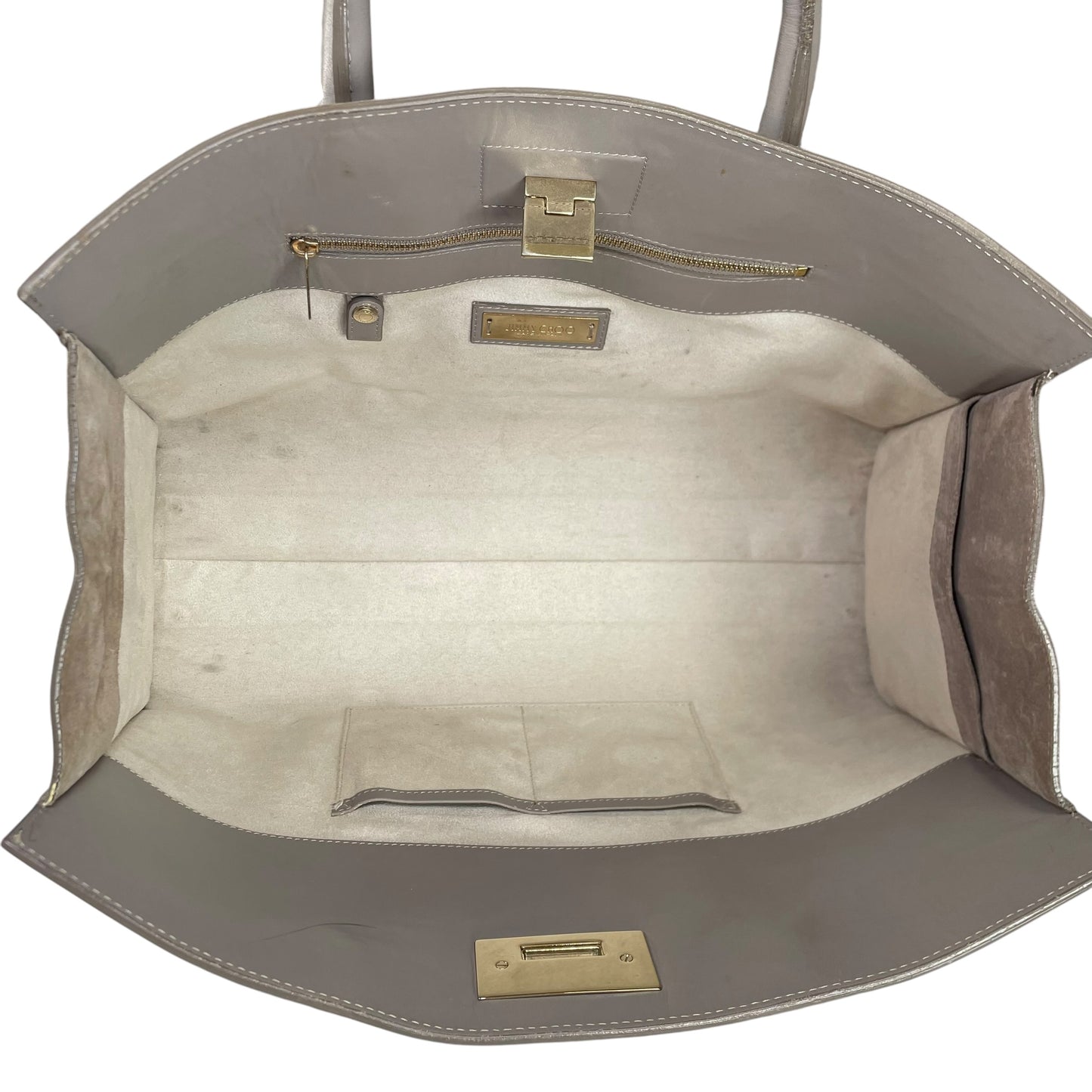 Jimmy Choo Y2K Riley Grey GHW Clip Lock Lilac Leather East West Tote