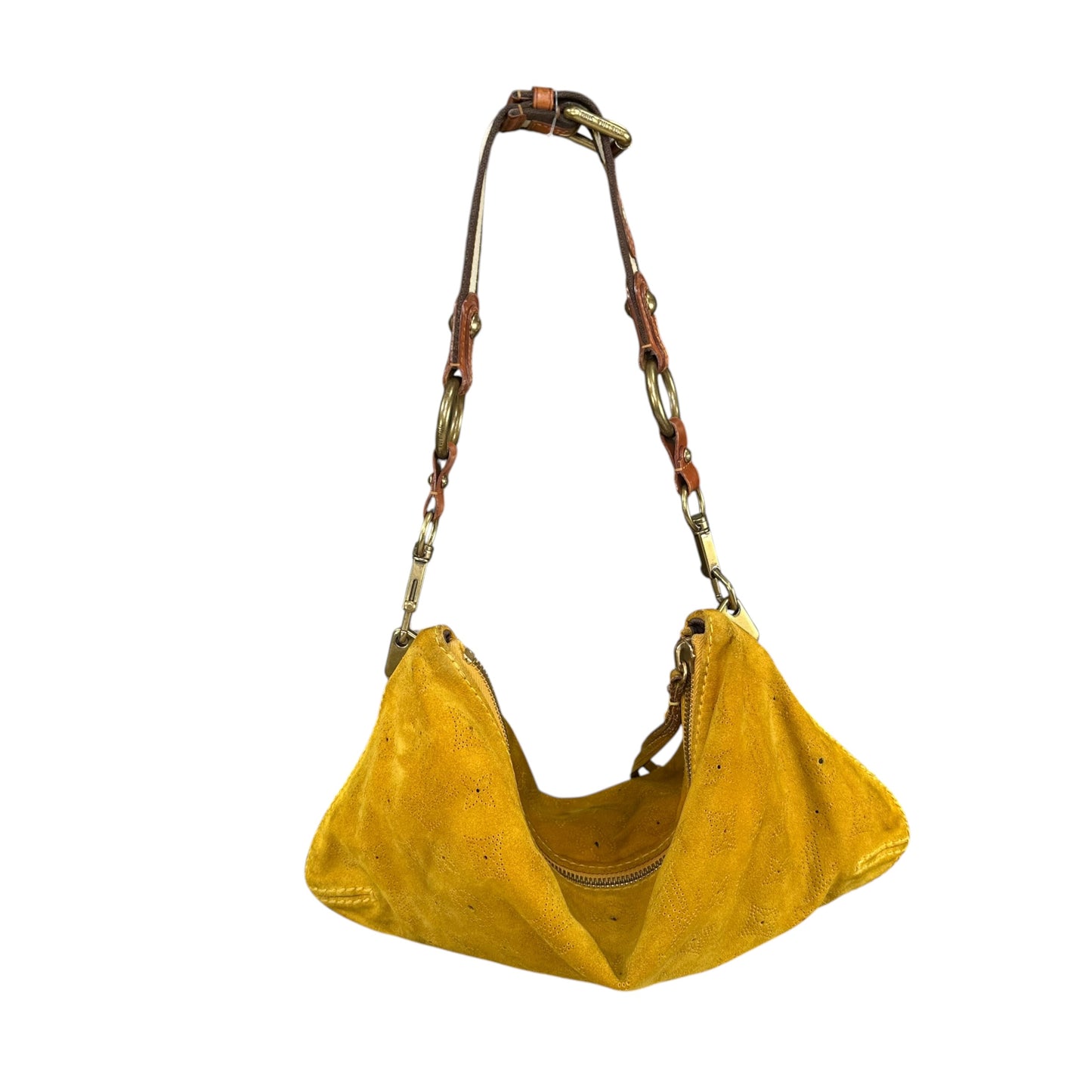 Louis Vuitton Limited Edition Suede Mahina Onatah PM Pouchette Yellow Mustard Shoulder Purse