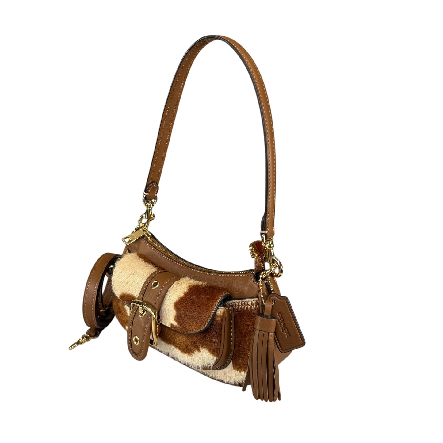 Coach Ashton Mini Brown GHW Hair Calf 2-Way Shoulder Purse