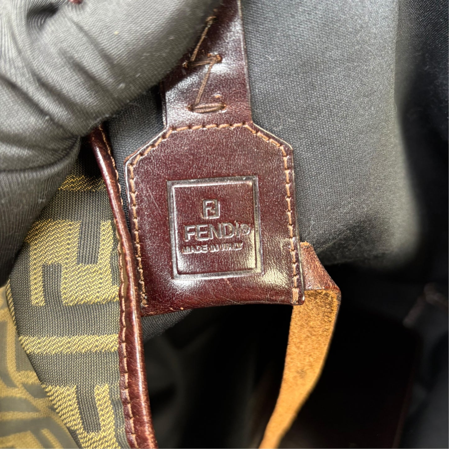 Fendi Y2K Zucca Monogram Brown Canvas / Leather MM Tote