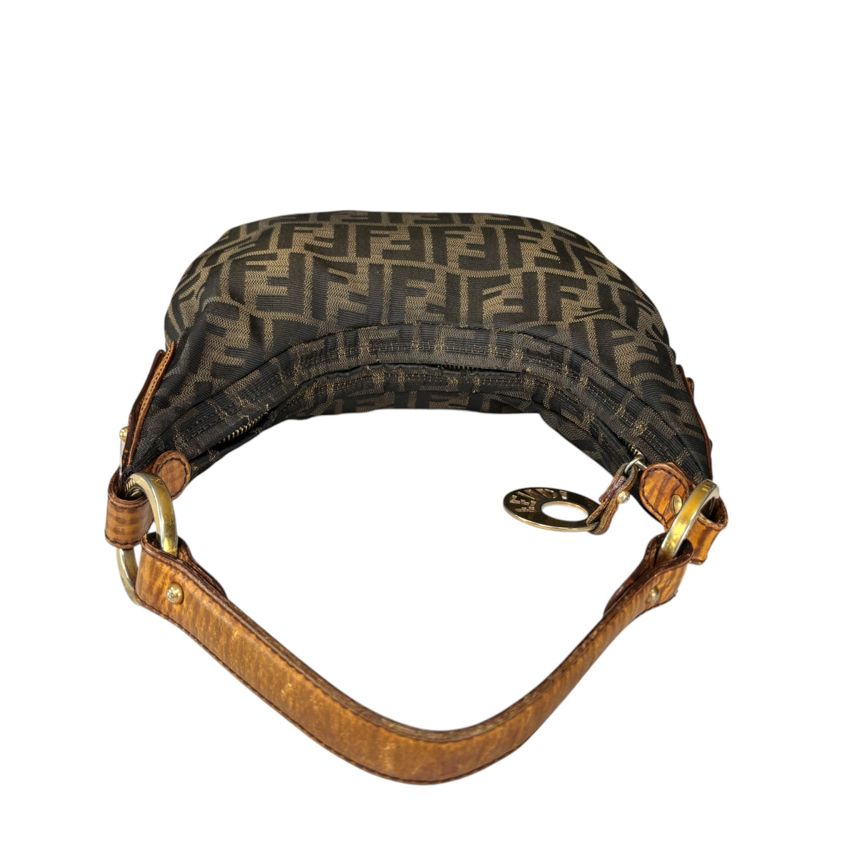 Fendi Y2K Zucca Embossed Lizard Chef Shoulder Purse