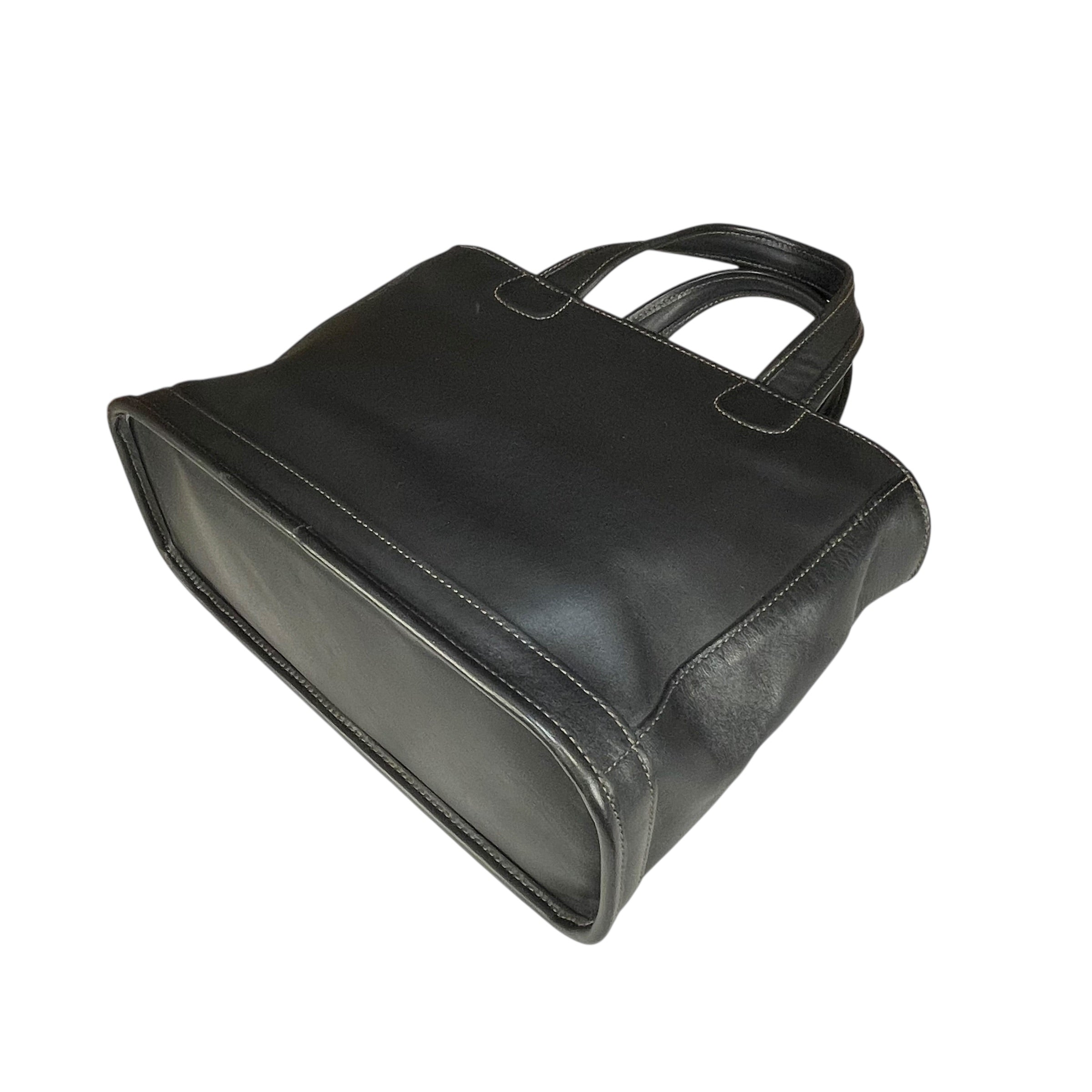 cho❗️ヴィンテージCOACH ブラック レザーシルクの裏地　ハンガリー製 Coach Bleeker Black Brass HW Leather Classic Structured Satchel