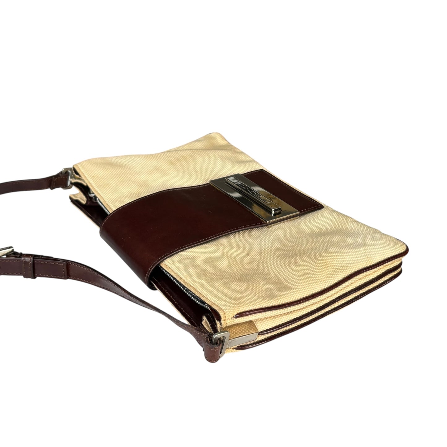 Fendi Y2K XL Baguette Eru Canvas Two-Tone Slim Leather Purse