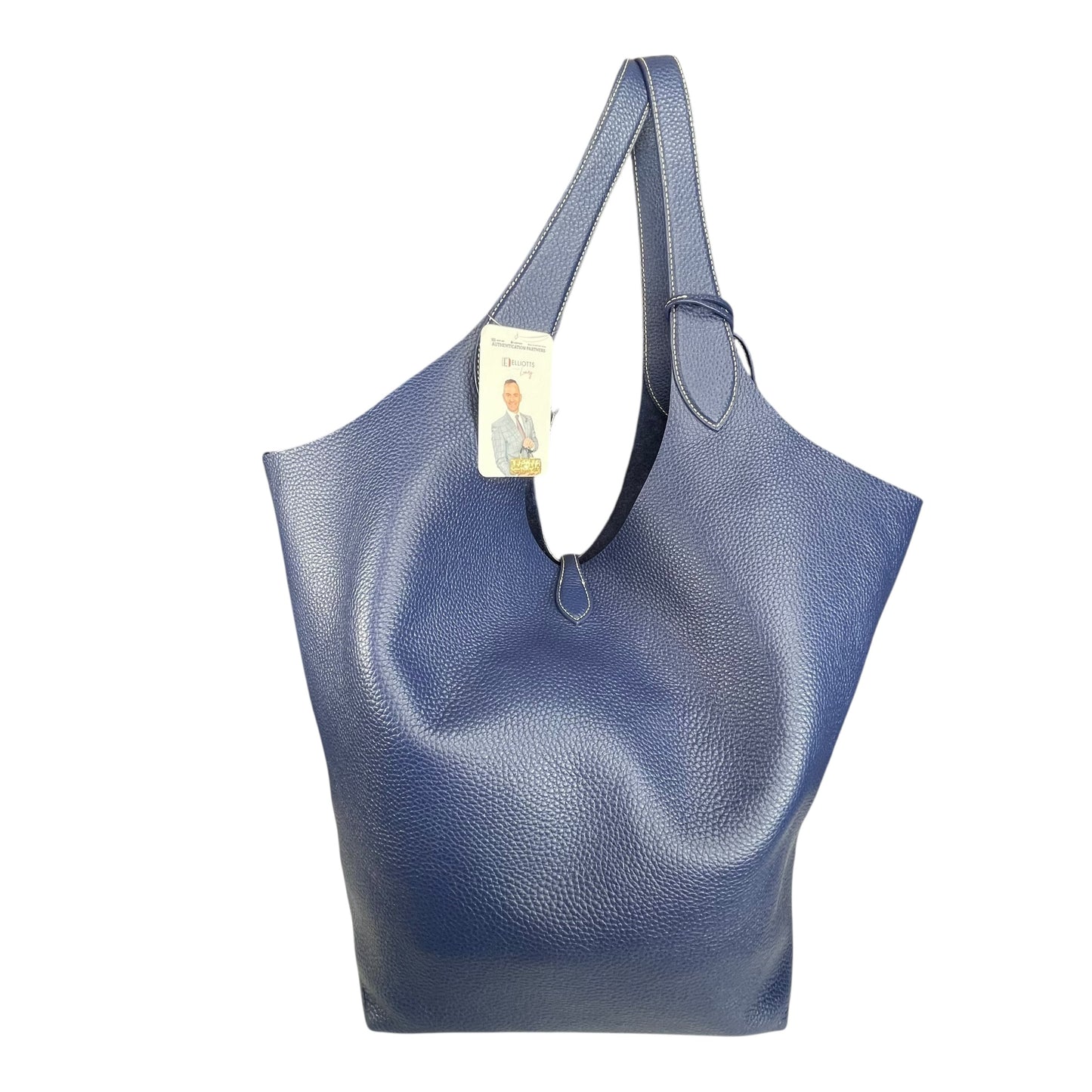 Ralph Lauren Polo Play Blue / Red Pebbled Leather Large Hobo Shopper Tote