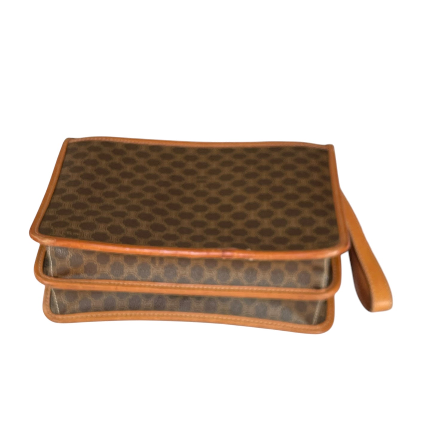 Celine Macadam Monogram GHW Canvas Brown Leather Clutch