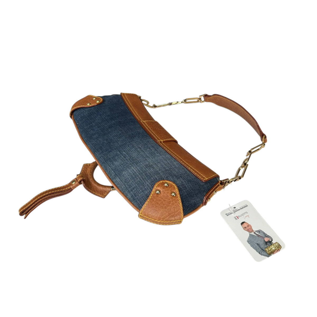 Dolce & Gabbana Y2K O-Ring Distressed Denim Gold Purse