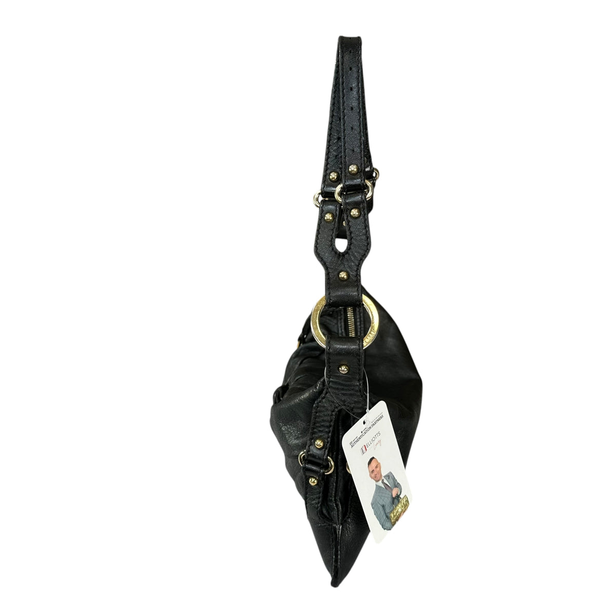 Fendi Baguette Y2K Knot / Flower Black Leather Shoulder Purse