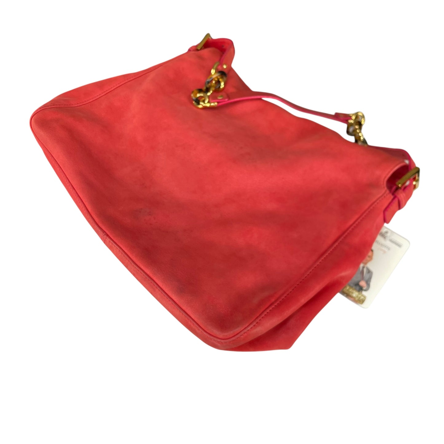 Fendi Baguette MAXI Grapefruit GHW Grapefruit Iridescent Leather Shoulder Purse