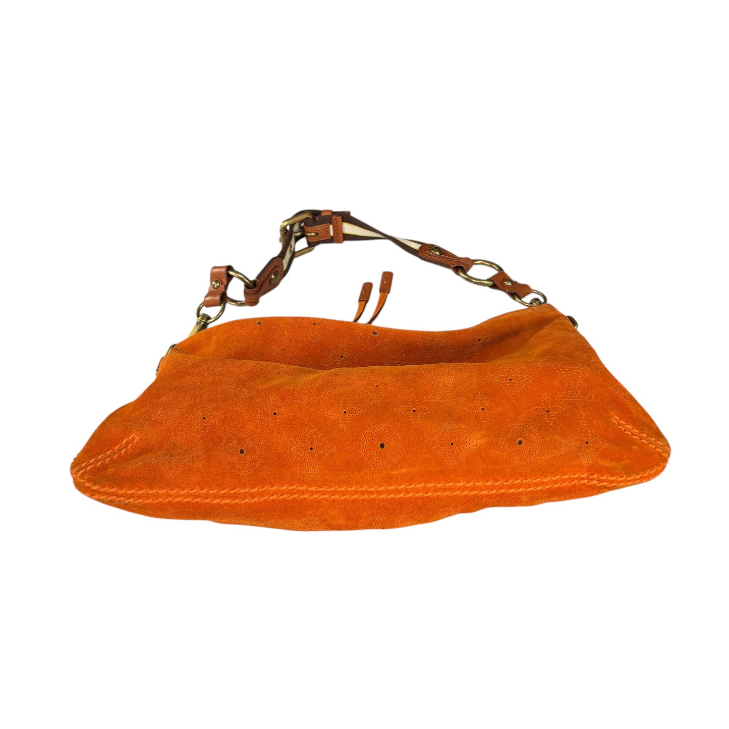 Louis Vuitton Mahina Onatah PM Pouchette Orange Suede Shoulder Purse