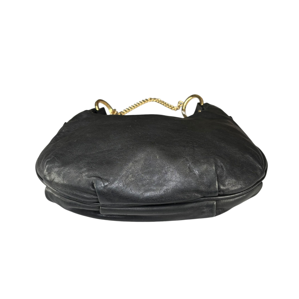 Fendi Mini Chef GHW Crescent Black Leather Chain Shoulder Purse