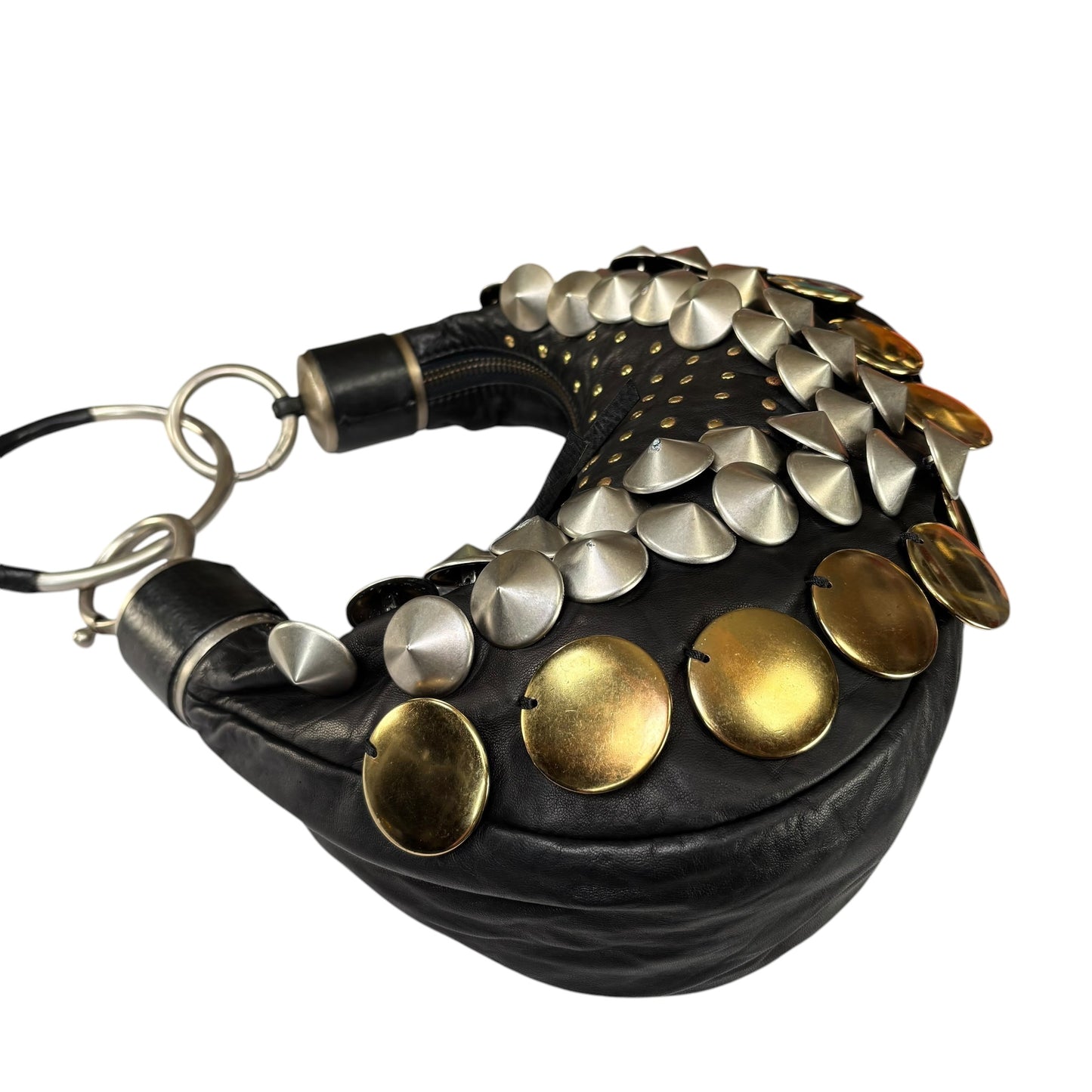 Chloe Y2K Aubrey Black Leather Med Hobo Stud Embellished Hobo