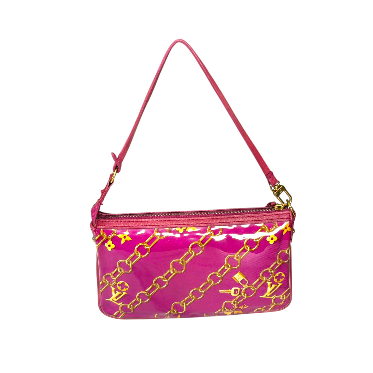 Louis Vuitton Y2K Limited GHW Chain PVC / Leather Fushia Mini Pouchette Purse