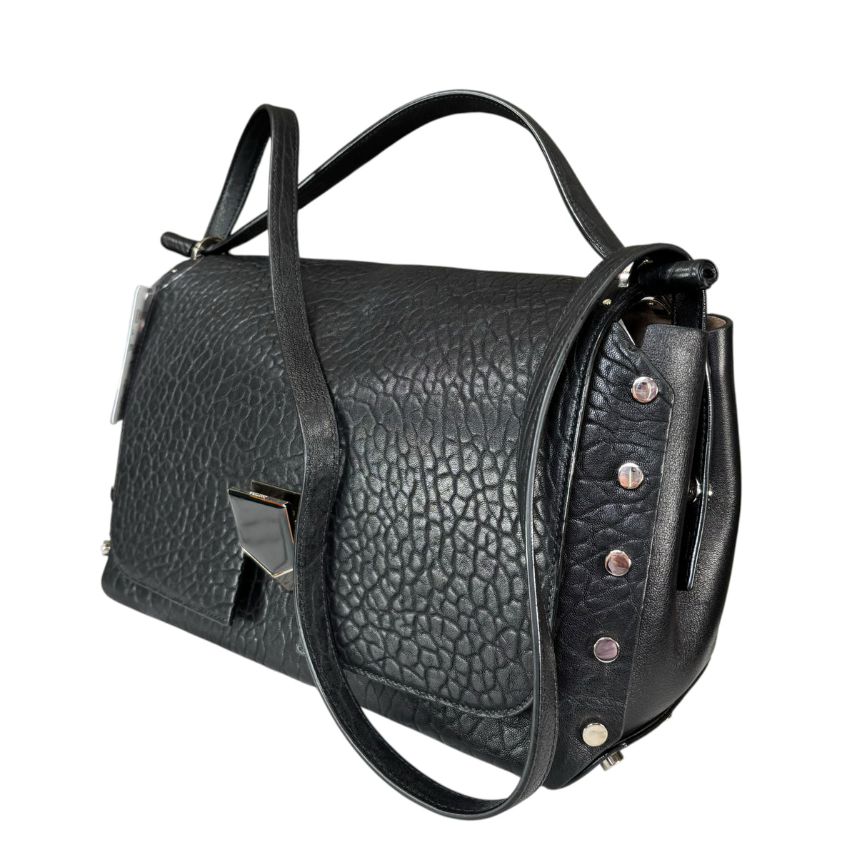 Jimmy Choo Lockett Black Large SHW 2-Way Satchel Bag