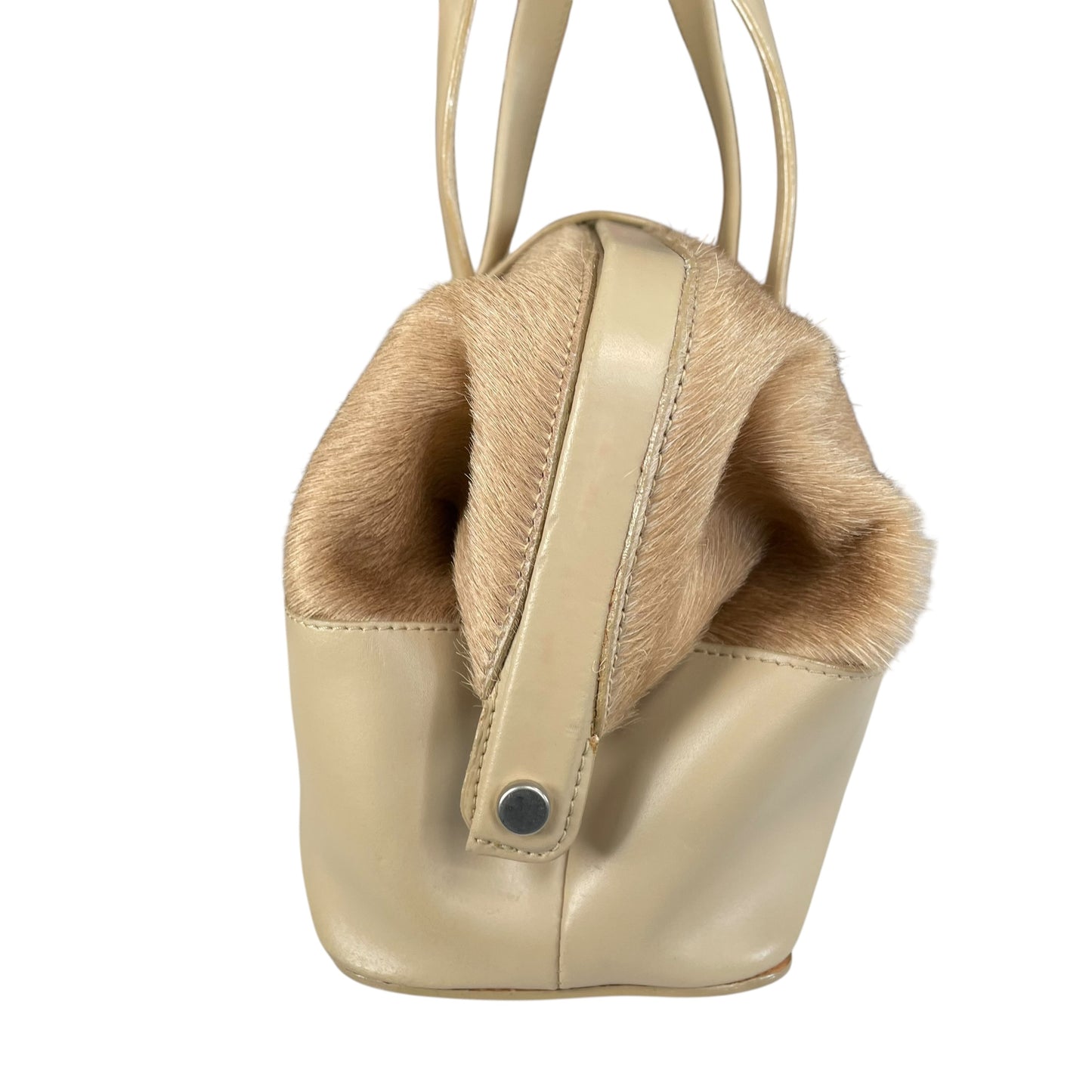 Furla Pony Hair Doctor Bag Tan Calf Hair Leather Satchel 17” Large Italy