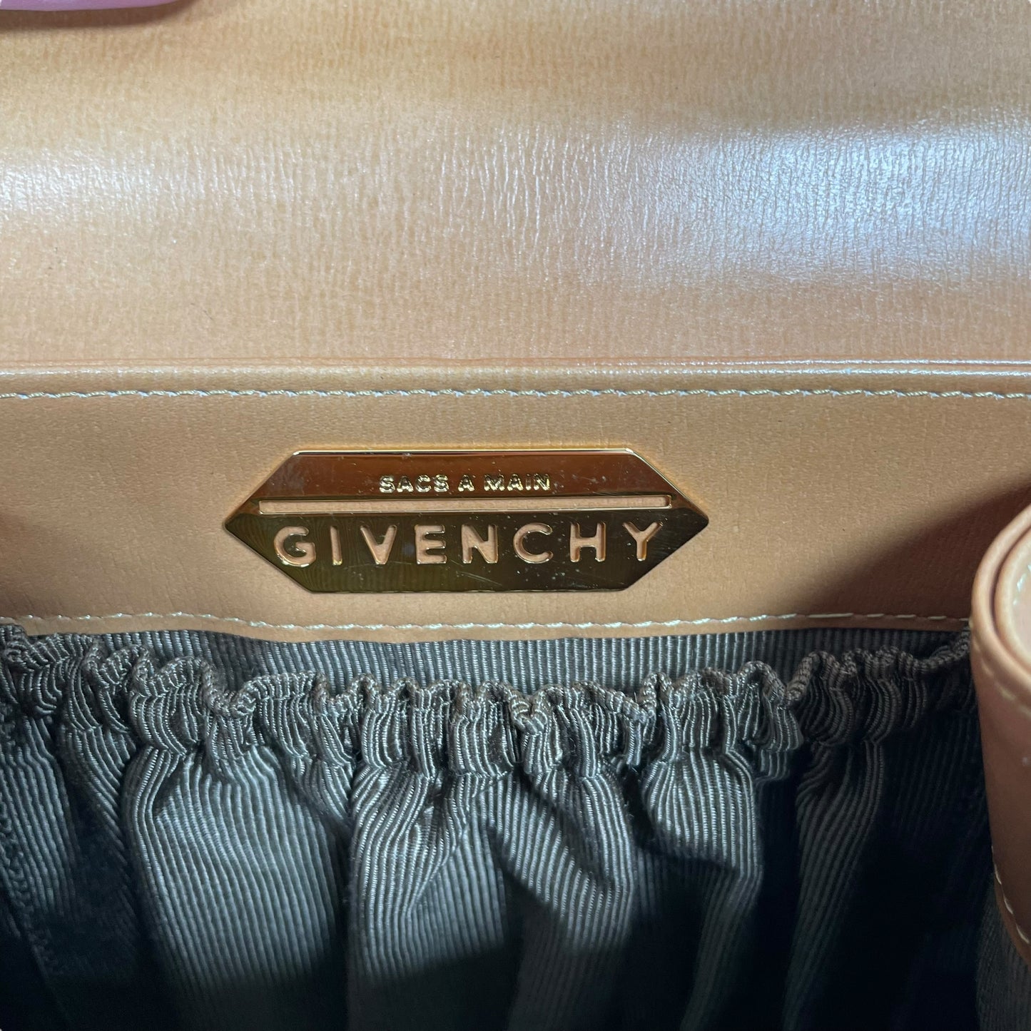GIVENCHY Kelly Top Handle Camel Brown Magnetic GHW Snap Closure Shoulder Purse