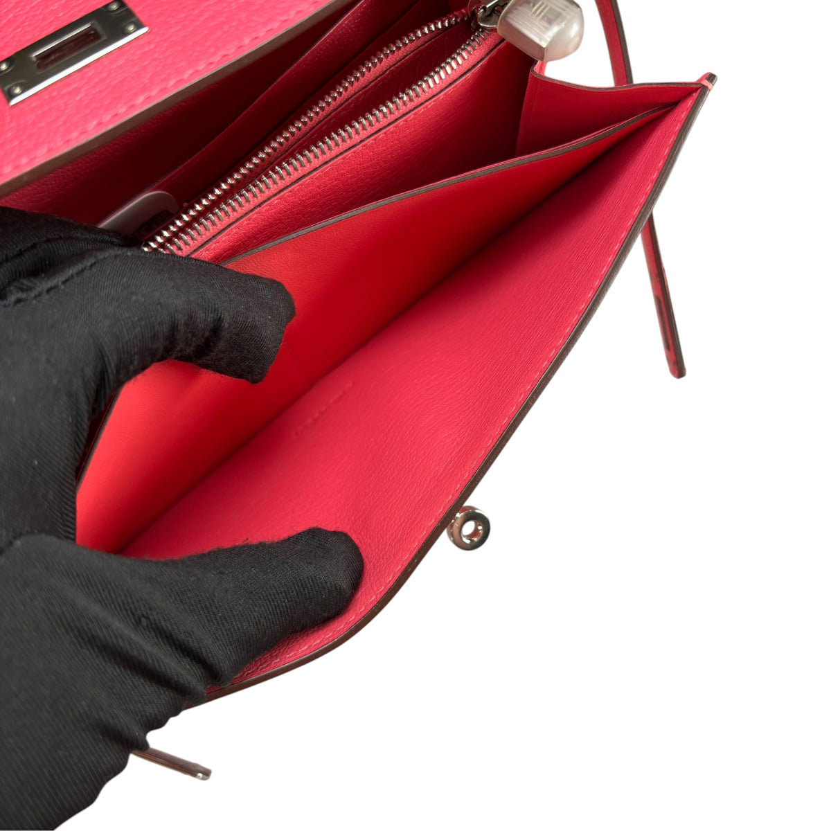Hermes Kelly Coral Pallidum Turn-Lock Goat Long Wallet