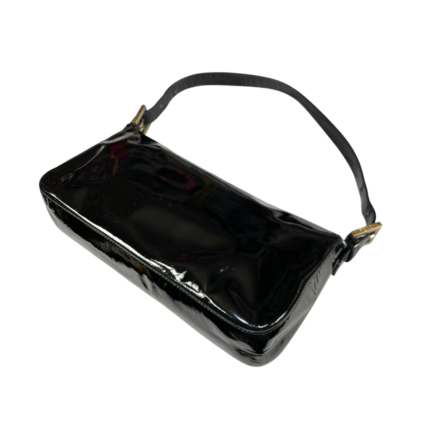 Fendi Baguette Black Patent Leather Two Tone HW Shoulder Purse