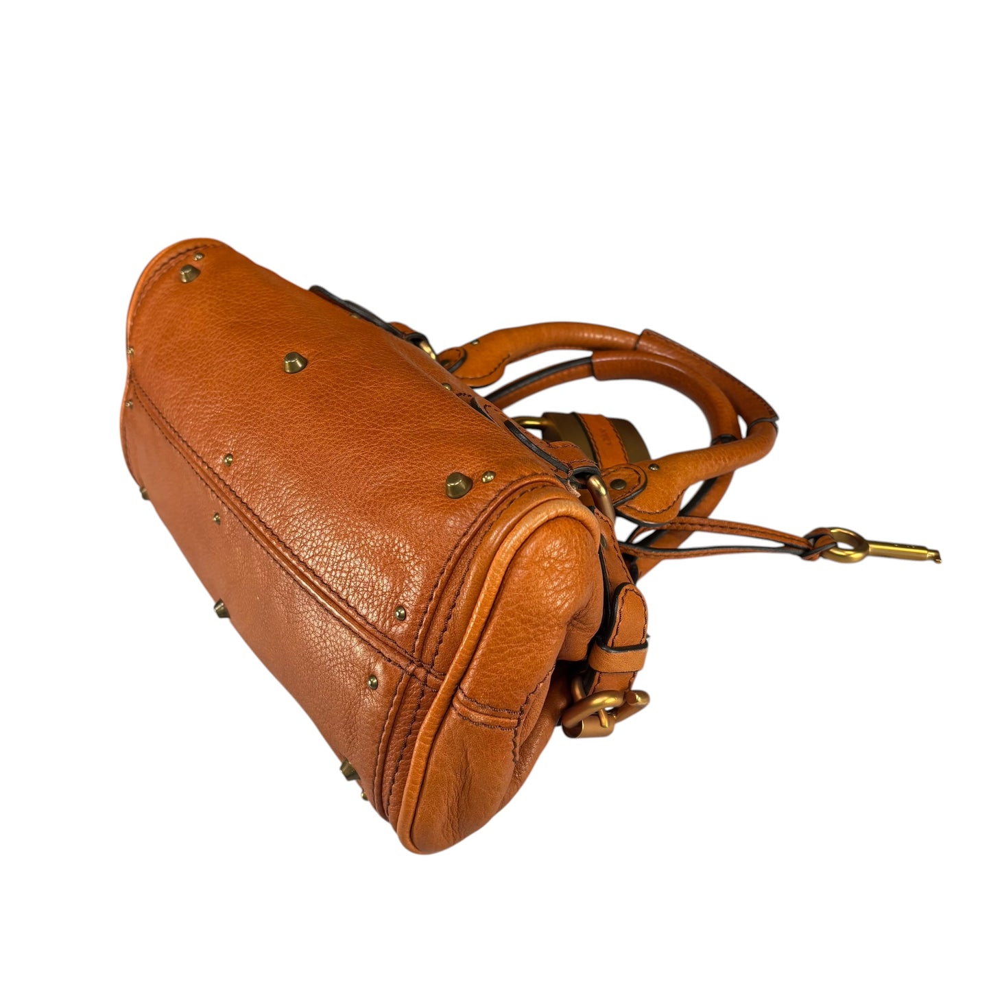 Chloe Mini Brown Leather GHW Paddington Lock Shoulder Purse