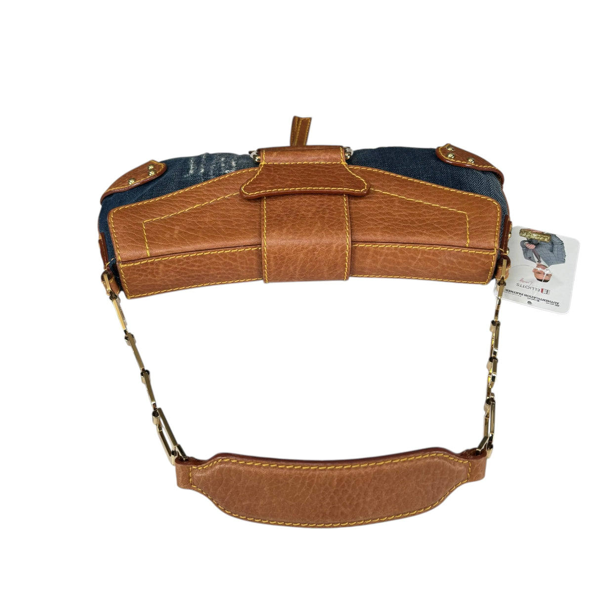 Dolce & Gabbana Y2K O-Ring Distressed Denim Gold Purse