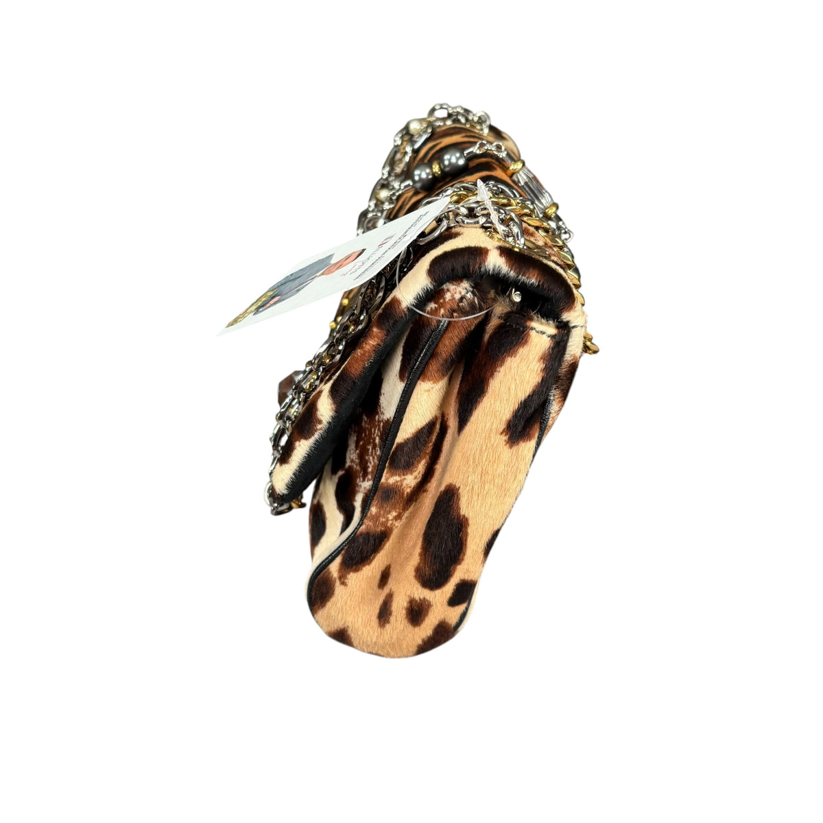 Dolce Gabbana Leopard Hair Calf Flap Chain Shoulder Purse