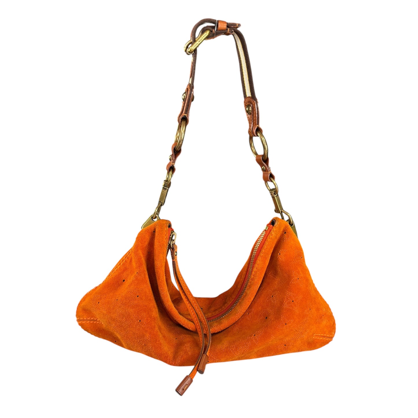 Louis Vuitton Mahina Onatah PM Pouchette Orange Suede Shoulder Purse