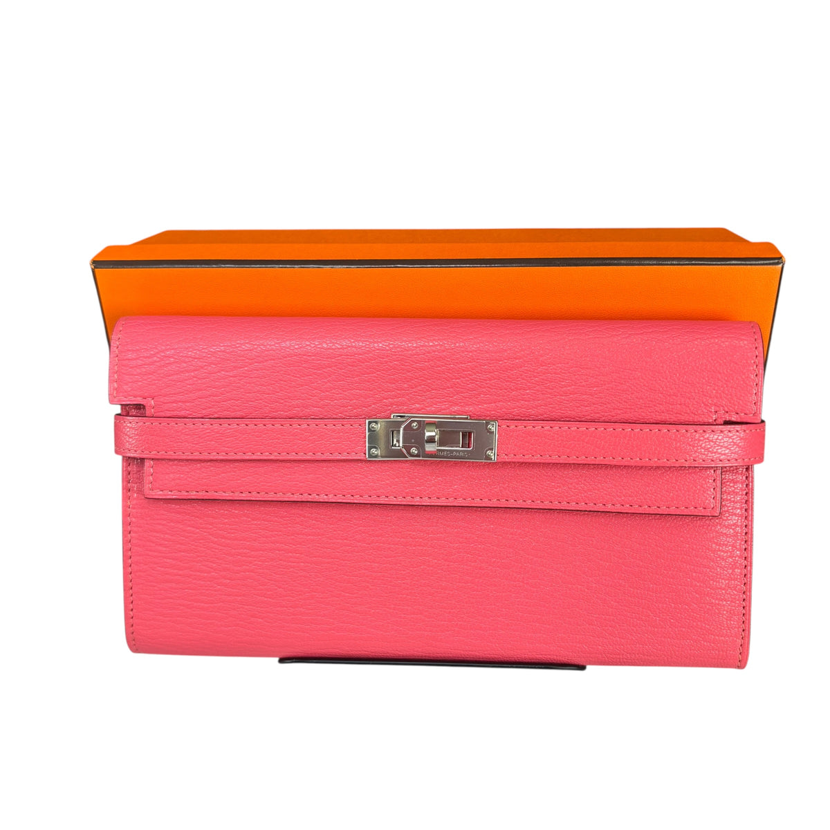 Hermes Kelly Coral Pallidum Turn-Lock Goat Long Wallet