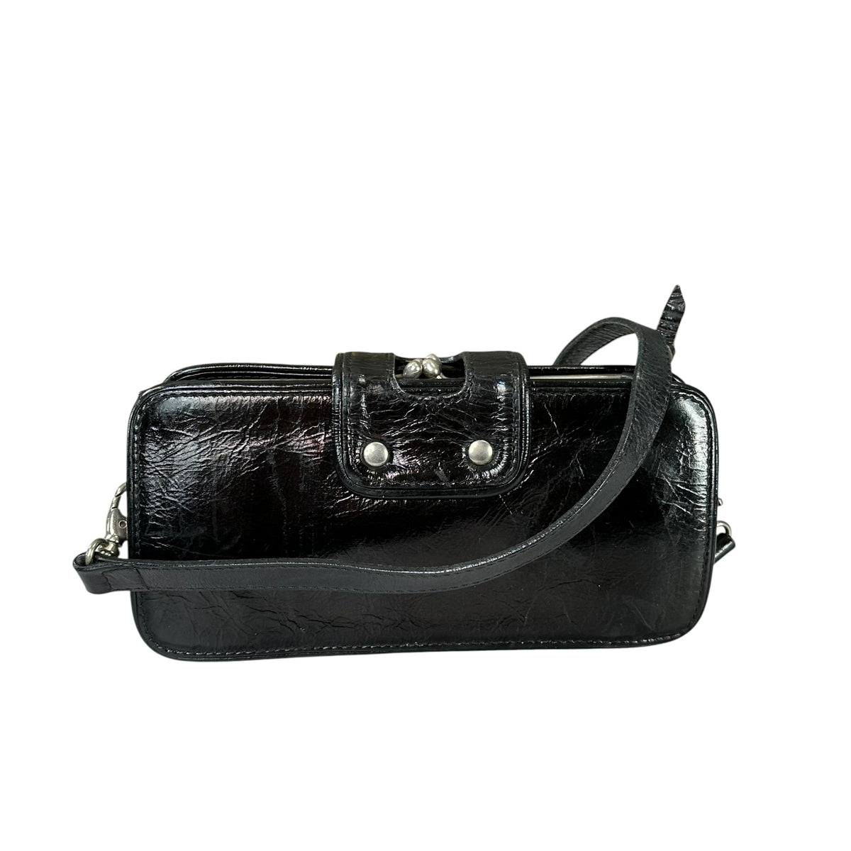 D & G Dolce Gabbana Mini Black Patent Baguette SHW Purse