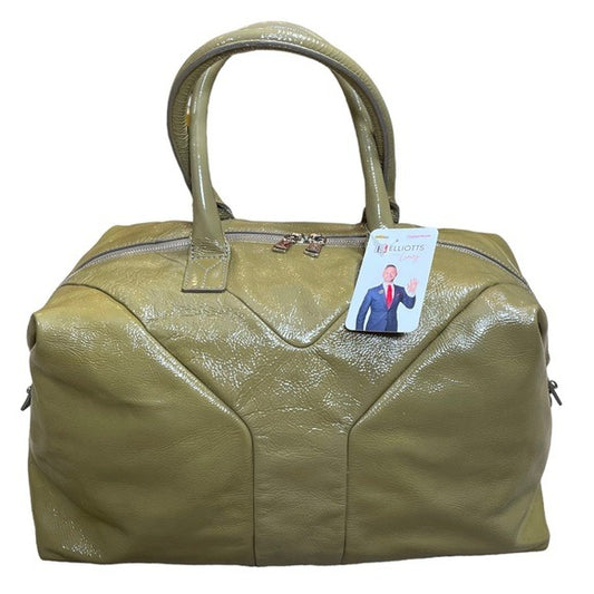 Yves Saint Laurent YSL Muse Patent Leather Avocado Hombre Boston Travel Tote